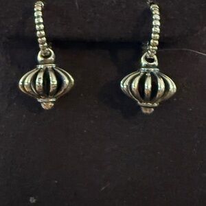 Elegant Silver Hoop Earrings with basket accent